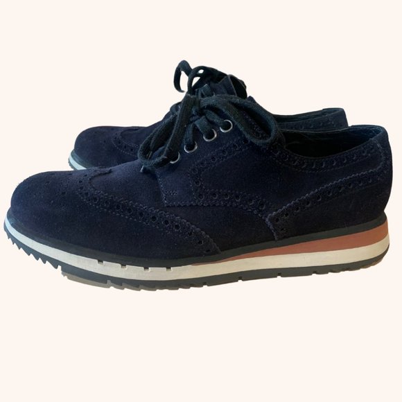 BLUE SUEDE PRADA LACE UP SNEAKERS - Picture 2 of 2